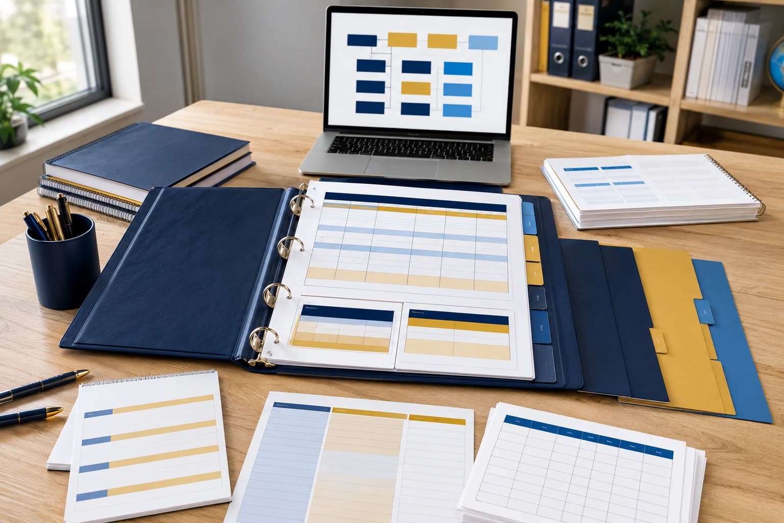 Organized curriculum binder with scope and sequence, pacing calendar, lesson materials, and assessments